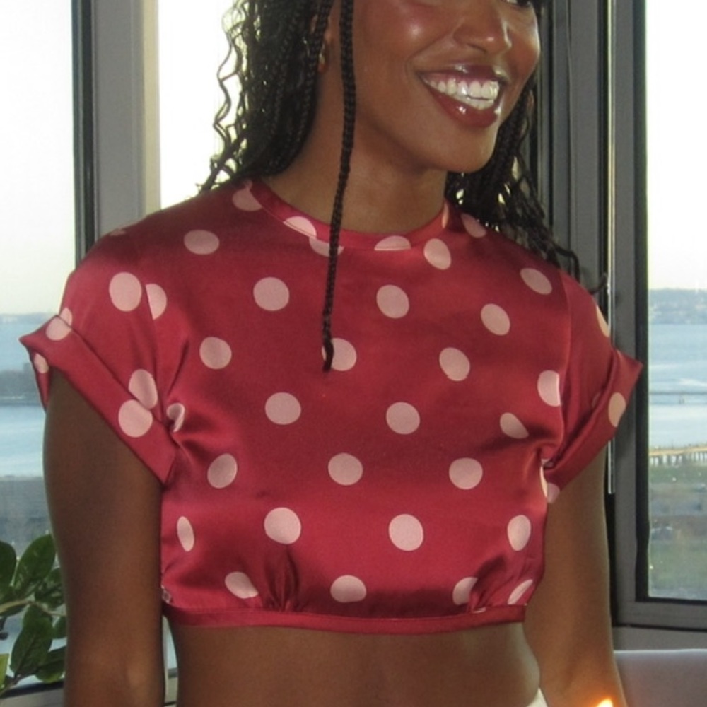 Oresund Iris Polka Dot Red Crop Top | Sold Out